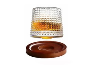 Vaso de Whisky Con Vaso de Madera con Cristal Giratorio