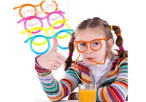 Sorbito Pajita Con Forma De Lentes Coloridos